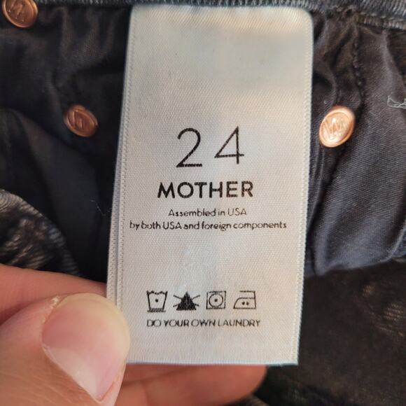 Mother The Looker Jeans Womens 24 Black Dark Wash Cat Got Your Tongue Denim - Picture 11 of 14